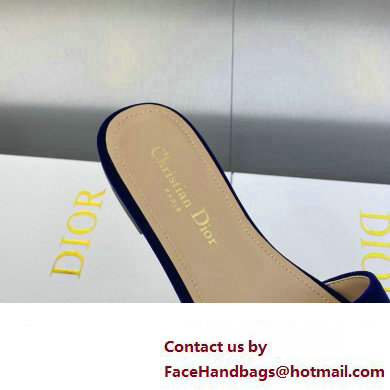 Dior C'est Flat Slides Velvet Dark Blue 2023