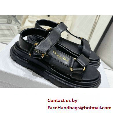 Dior D-Wave Sandals in Lambskin Black 2023