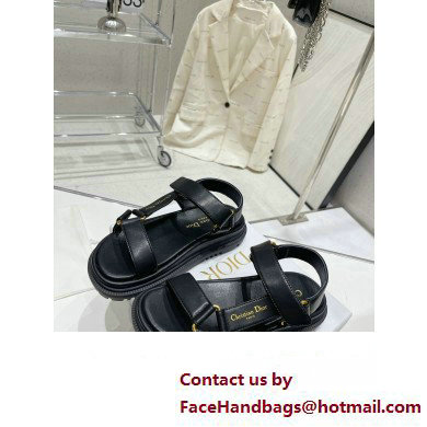 Dior D-Wave Sandals in Lambskin Black 2023