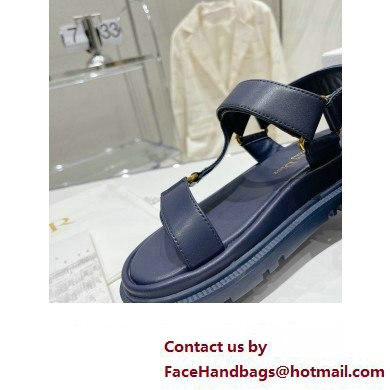 Dior D-Wave Sandals in Lambskin Dark Blue 2023