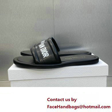 Dior Every-D Flat Slides in Embossed Lambskin Black 2023