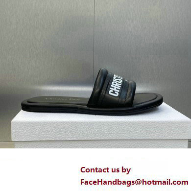 Dior Every-D Flat Slides in Embossed Lambskin Black 2023