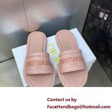 Dior Every-D Flat Slides in Embossed Lambskin Pink 2023