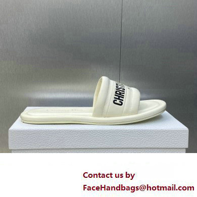 Dior Every-D Flat Slides in Embossed Lambskin White 2023