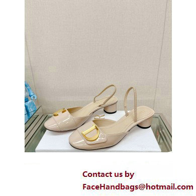 Dior Heel 3.5cm C'est Slingback Pumps in Patent Calfskin Beige 2023