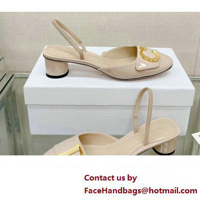 Dior Heel 3.5cm C'est Slingback Pumps in Patent Calfskin Beige 2023