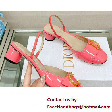 Dior Heel 3.5cm C'est Slingback Pumps in Patent Calfskin Pink 2023