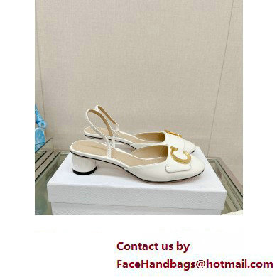 Dior Heel 3.5cm C'est Slingback Pumps in Patent Calfskin White 2023