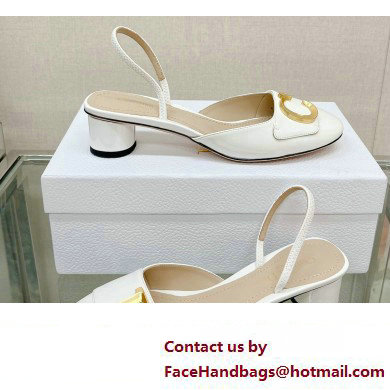 Dior Heel 3.5cm C'est Slingback Pumps in Patent Calfskin White 2023