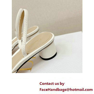 Dior Heel 3.5cm C'est Slingback Pumps in Patent Calfskin White 2023