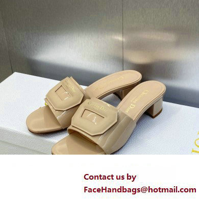 Dior Heel 3.5cm Day Slides in Patent Calfskin Beige 2023