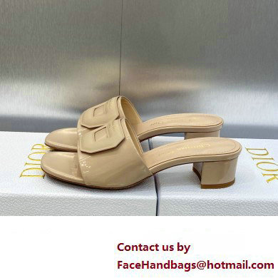 Dior Heel 3.5cm Day Slides in Patent Calfskin Beige 2023