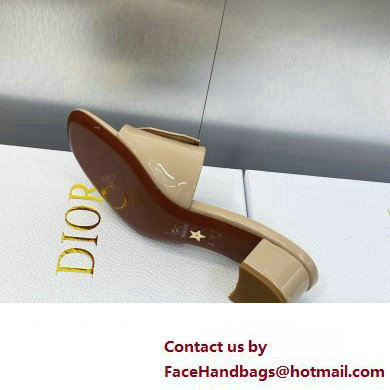 Dior Heel 3.5cm Day Slides in Patent Calfskin Beige 2023