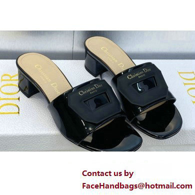 Dior Heel 3.5cm Day Slides in Patent Calfskin Black 2023