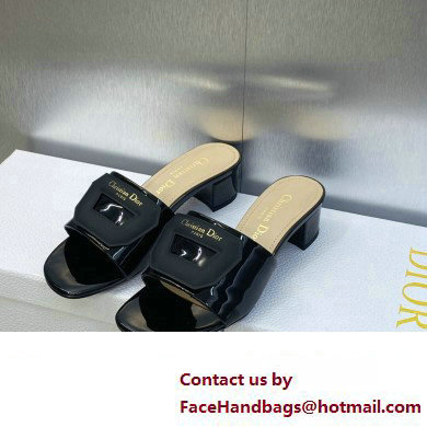 Dior Heel 3.5cm Day Slides in Patent Calfskin Black 2023