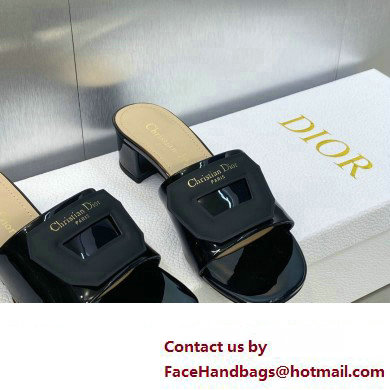 Dior Heel 3.5cm Day Slides in Patent Calfskin Black 2023