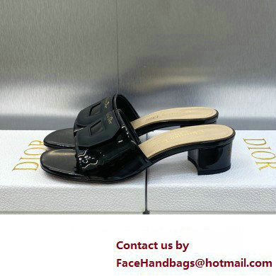 Dior Heel 3.5cm Day Slides in Patent Calfskin Black 2023