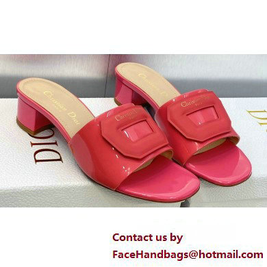 Dior Heel 3.5cm Day Slides in Patent Calfskin Fuchsia 2023