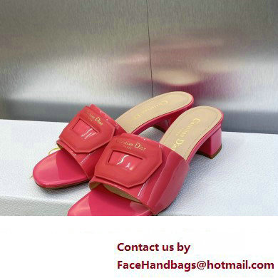 Dior Heel 3.5cm Day Slides in Patent Calfskin Fuchsia 2023