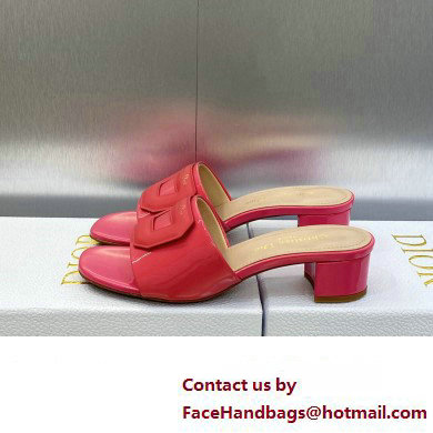 Dior Heel 3.5cm Day Slides in Patent Calfskin Fuchsia 2023