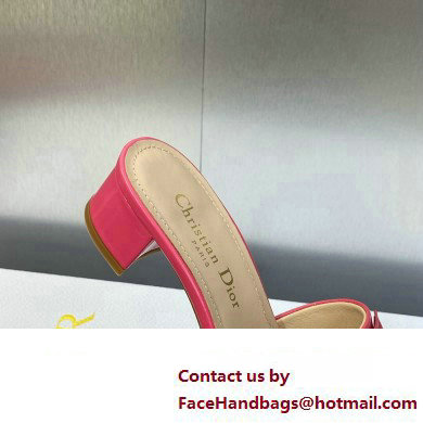 Dior Heel 3.5cm Day Slides in Patent Calfskin Fuchsia 2023