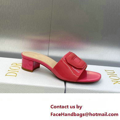 Dior Heel 3.5cm Day Slides in Patent Calfskin Fuchsia 2023