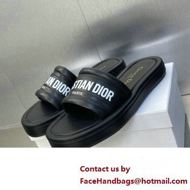 Dior Heel 3cm Every-D Slides in Embossed Lambskin Black 2023