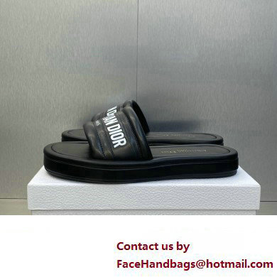 Dior Heel 3cm Every-D Slides in Embossed Lambskin Black 2023