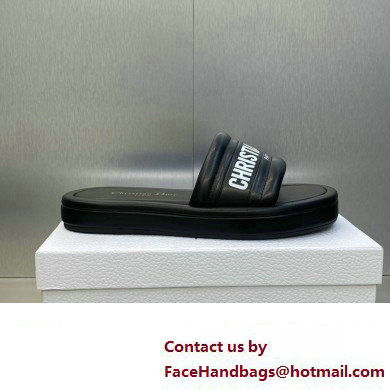 Dior Heel 3cm Every-D Slides in Embossed Lambskin Black 2023