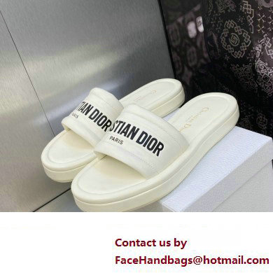 Dior Heel 3cm Every-D Slides in Embossed Lambskin White 2023