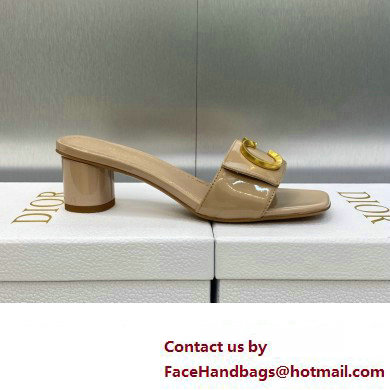 Dior Heel 4.5cm C'est Slides Patent Calfskin Beige 2023