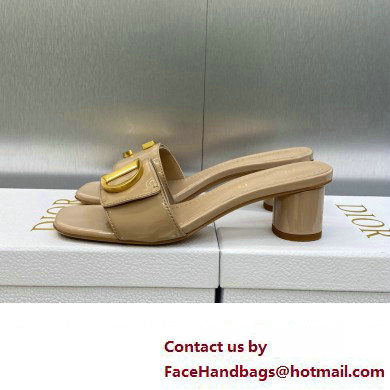 Dior Heel 4.5cm C'est Slides Patent Calfskin Beige 2023