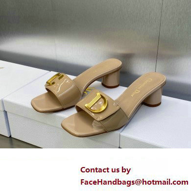 Dior Heel 4.5cm C'est Slides Patent Calfskin Beige 2023