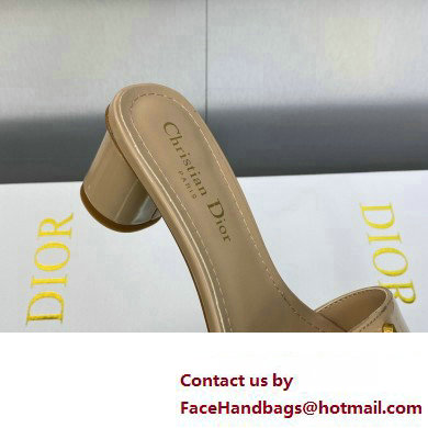 Dior Heel 4.5cm C'est Slides Patent Calfskin Beige 2023