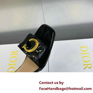 Dior Heel 4.5cm C'est Slides Patent Calfskin Black 2023