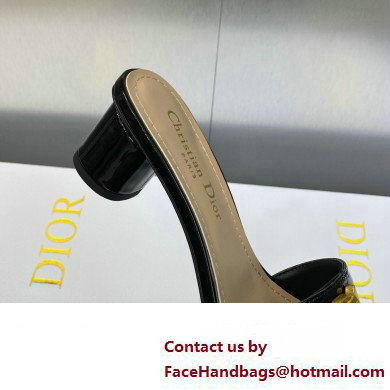 Dior Heel 4.5cm C'est Slides Patent Calfskin Black 2023