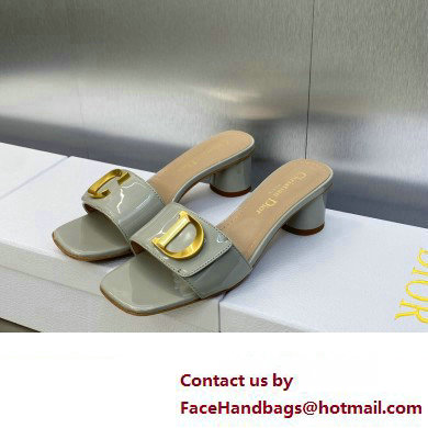 Dior Heel 4.5cm C'est Slides Patent Calfskin Gray 2023