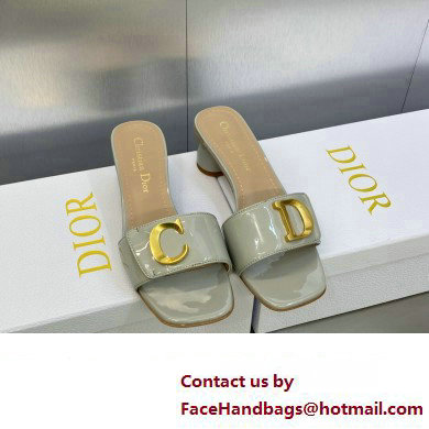 Dior Heel 4.5cm C'est Slides Patent Calfskin Gray 2023