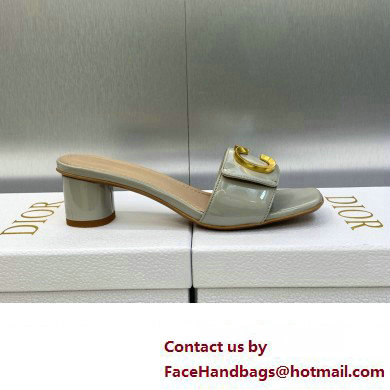 Dior Heel 4.5cm C'est Slides Patent Calfskin Gray 2023