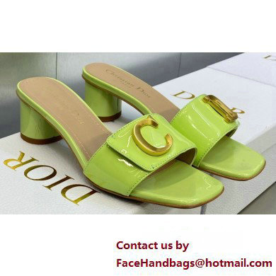 Dior Heel 4.5cm C'est Slides Patent Calfskin Green 2023 - Click Image to Close