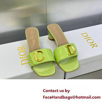 Dior Heel 4.5cm C'est Slides Patent Calfskin Green 2023