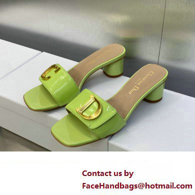 Dior Heel 4.5cm C'est Slides Patent Calfskin Green 2023