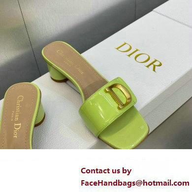 Dior Heel 4.5cm C'est Slides Patent Calfskin Green 2023