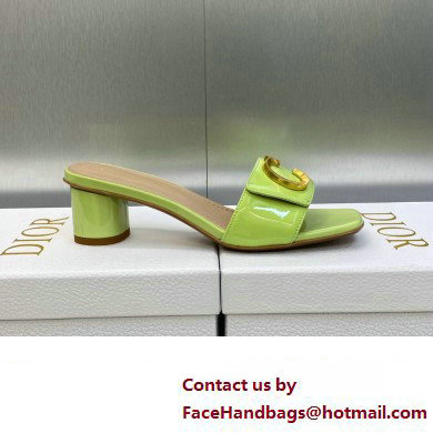 Dior Heel 4.5cm C'est Slides Patent Calfskin Green 2023