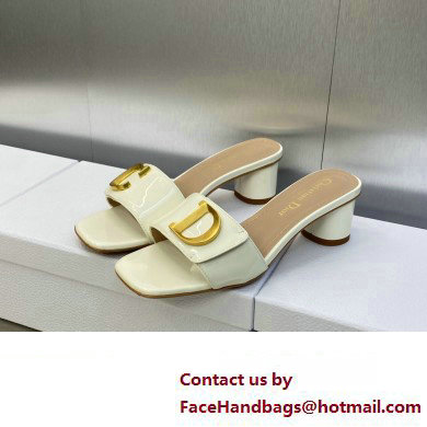 Dior Heel 4.5cm C'est Slides Patent Calfskin White 2023