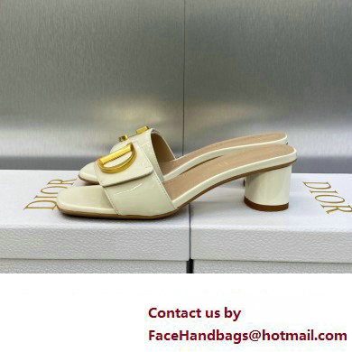 Dior Heel 4.5cm C'est Slides Patent Calfskin White 2023