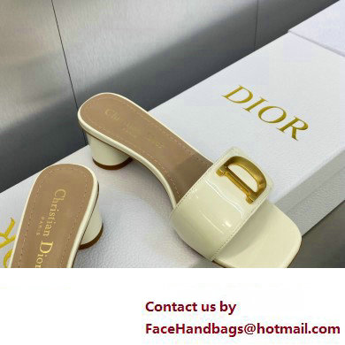 Dior Heel 4.5cm C'est Slides Patent Calfskin White 2023