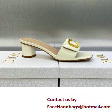 Dior Heel 4.5cm C'est Slides Patent Calfskin White 2023