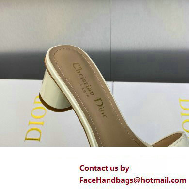 Dior Heel 4.5cm C'est Slides Patent Calfskin White 2023