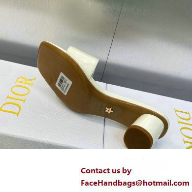 Dior Heel 4.5cm C'est Slides Patent Calfskin White 2023